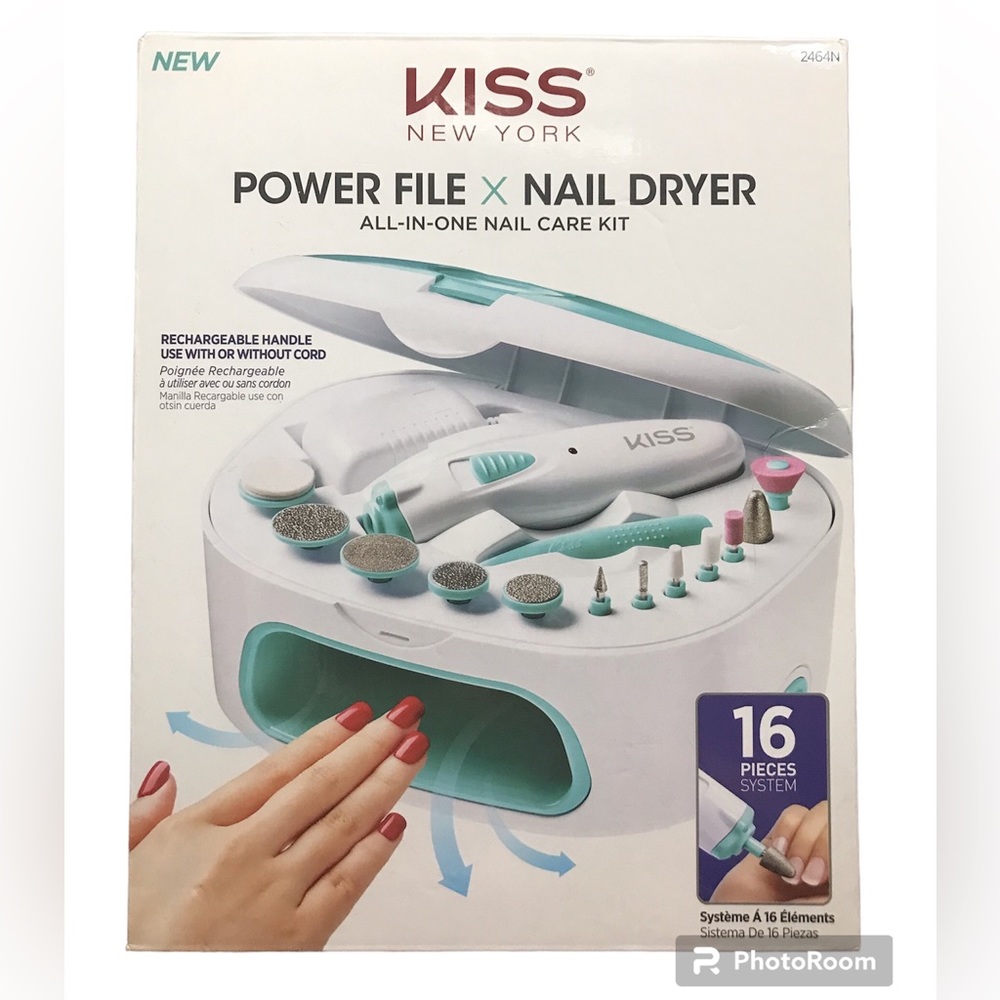 Kiss 16 Piece Nail Care Kit/Power File Nail Dryer NIB